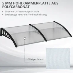Sale Indgangsbaldakin 200×96×27 cm med UV-beskyttelse – aluminium, sort Buer, Spalier, Lysthuse Uden Tag
