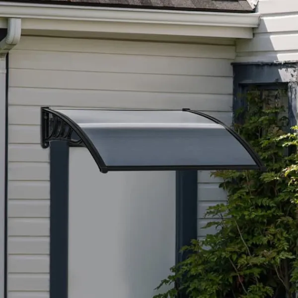 Skure, Garager & Carports^Indgangstag 100×75 cm – aluminium/polycarbonat, UV-beskyttelse, sort