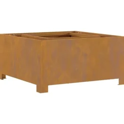 Best Industriel Bålplads i Stål - Udendørs Bålsted | Størrelse: 60x60x30 cm | Farve: Brun Pejse