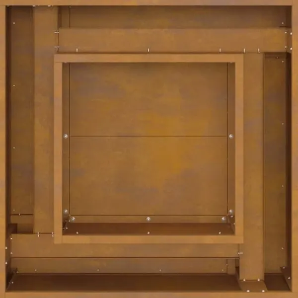 Best Industriel Bålplads i Stål - Udendørs Bålsted | Størrelse: 60x60x30 cm | Farve: Brun Pejse