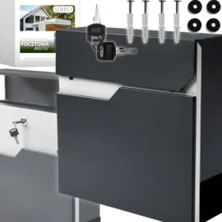 Postkasser & Brevindkast^Industriel postkasse til breve, tofarvet, grå, rustbeskyttet, A4