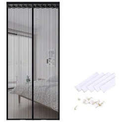 Insektmiddel & Dyreafvisende Middel^INF Magnetisk skærmdørsgardin, stribet polyester, 9 par spænder, 80 cm x 200 cm