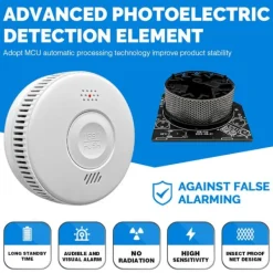 Brandalarm^INF Smart WiFi Røgdetektor / Brandalarm med 3 års batterilevetid Hvid 0