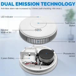 Brandalarm^INF Smart WiFi Røgdetektor / Brandalarm med 3 års batterilevetid Hvid 0