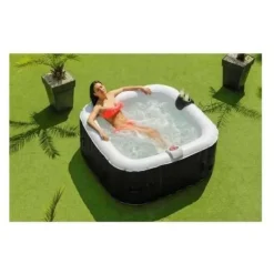 Spa & Udendørsbad^Inflatable Spa Sunspa Firkantet Sort 4 personer (155 x 155 x 65 cm)