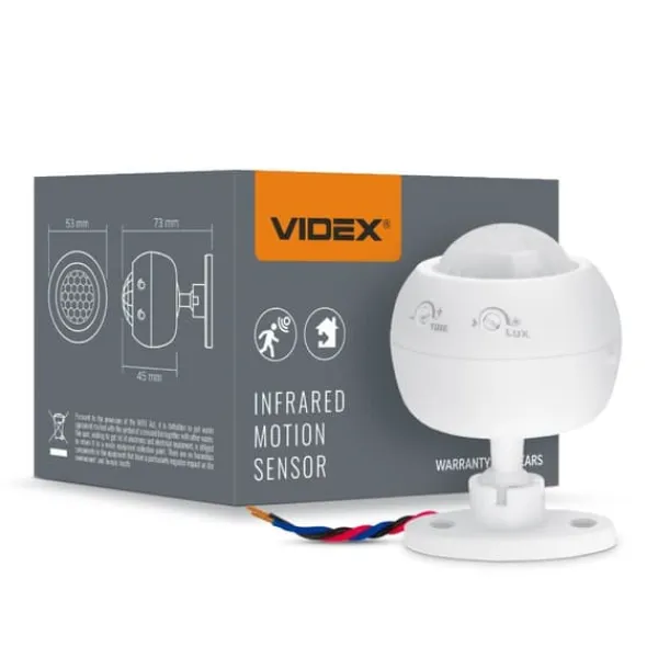 Bevægelsesdetektorer^Infrarød bevægelses- og lyssensor 1200W IP20 bevægelig Videx
