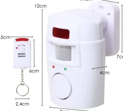 Bevægelsesdetektorer^Infrarød bevægelsessensor Alarm - Tyverialarm med 2 fjernbetjeninger, 105° scanningsområde og 105dB, velegnet til hjem / garage / butikker