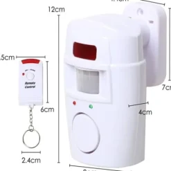 Bevægelsesdetektorer^Infrarød bevægelsessensoralarm - tyverialarm med 2 fjernbetjeninger, 105° scanningsområde og 105dB, egnet til hjem/garage/butik