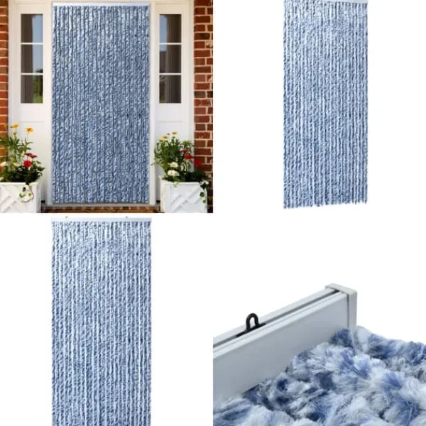 Sale Insektgardin 100 x 220 cm blå hvid og sølvfarvet - Insektgardin - Insektgardiner - Home & Living Insektmiddel & Dyreafvisende Middel