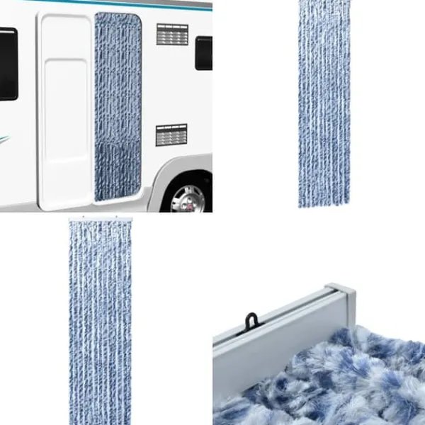 Outlet Insektgardin 56 x 185 cm blå hvid og sølvfarvet - Insektgardin - Insektgardiner - Home & Living Insektmiddel & Dyreafvisende Middel