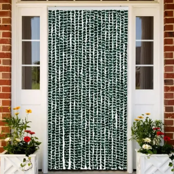 Insektmiddel & Dyreafvisende Middel^Insektgardin i chenille - Fluenet gardin | Farve: Grøn og hvid | Størrelse: 90x220 cm