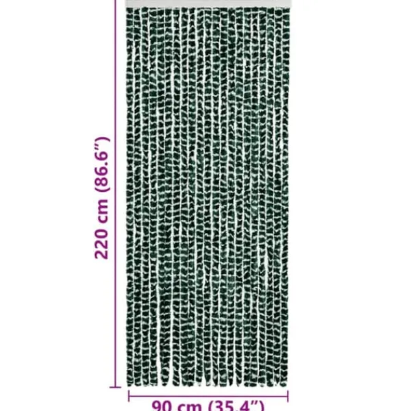 Insektmiddel & Dyreafvisende Middel^Insektgardin i chenille - Fluenet gardin | Farve: Grøn og hvid | Størrelse: 90x220 cm