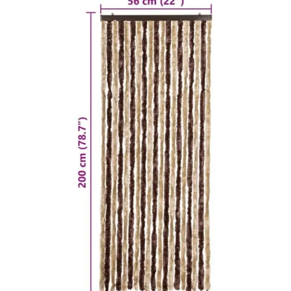 Best Insektgardin i chenille | Vandbestandigt og nemt at rengøre | Størrelse: 56x200 cm | Farve: Beige og lysebrun Insektmiddel & Dyreafvisende Middel