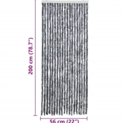 Insektmiddel & Dyreafvisende Middel^Insektgardin med chenilletråde - Myggenet til dør | Størrelse: 56x200 cm | Farve: Sølv