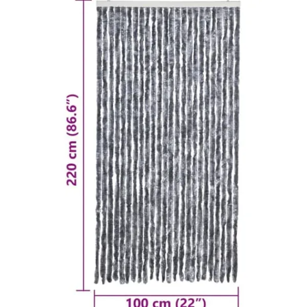 Insektmiddel & Dyreafvisende Middel^Insektgardin med chenilletråde - Beskytter mod insekter | Farve: Sølv | Størrelse: 100 x 220 cm