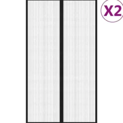 Insektmiddel & Dyreafvisende Middel^Insektnet til dør med magneter - 2 stk. | Farve: Sort | Størrelse: 200x80 cm