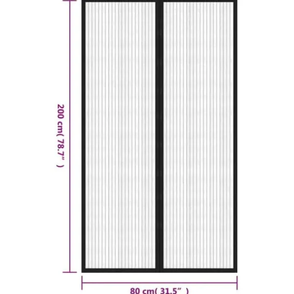Insektmiddel & Dyreafvisende Middel^Insektnet til dør med magneter - 2 stk. | Farve: Sort | Størrelse: 200x80 cm