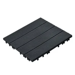 Havedekorationer^Interlocking Deck Fliser 10-Pak, 30x30 cm, Mørkegrå Plast til Terrasse, Holdbar og Vejrbestandig.