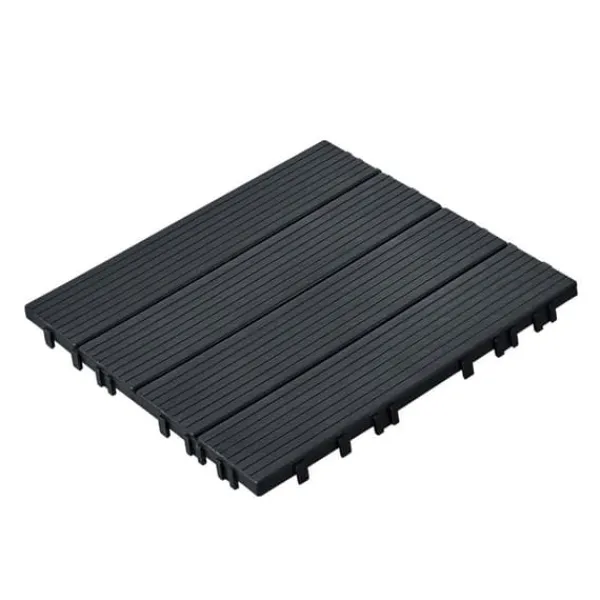 Havedekorationer^Interlocking Deck Fliser 10-Pak, 30x30 cm, Mørkegrå Plast til Terrasse, Holdbar og Vejrbestandig.