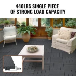 Havedekorationer^Interlocking Deck Fliser 10-Pak, 30x30 cm, Mørkegrå Plast til Terrasse, Holdbar og Vejrbestandig.