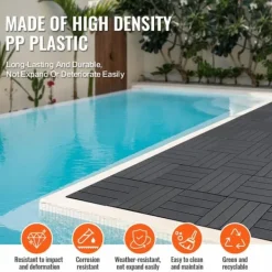 Havedekorationer^Interlocking Deck Fliser 10-Pak, 30x30 cm, Mørkegrå Plast til Terrasse, Holdbar og Vejrbestandig.
