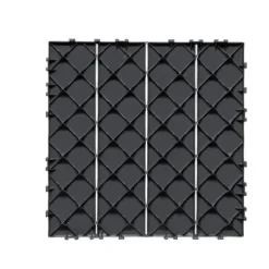 Havedekorationer^Interlocking Deck Fliser 10-Pak, 30x30 cm, Mørkegrå Plast til Terrasse, Holdbar og Vejrbestandig.