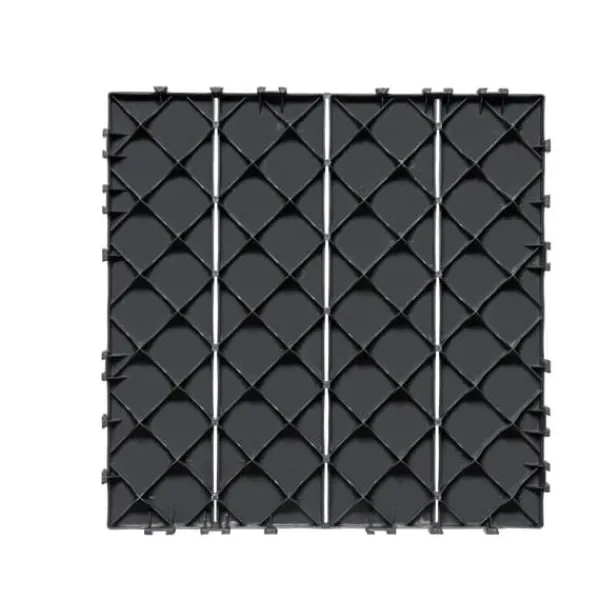 Havedekorationer^Interlocking Deck Fliser 10-Pak, 30x30 cm, Mørkegrå Plast til Terrasse, Holdbar og Vejrbestandig.