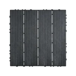 Havedekorationer^Interlocking Deck Fliser 10-Pak, 30x30 cm, Mørkegrå Plast til Terrasse, Holdbar og Vejrbestandig.