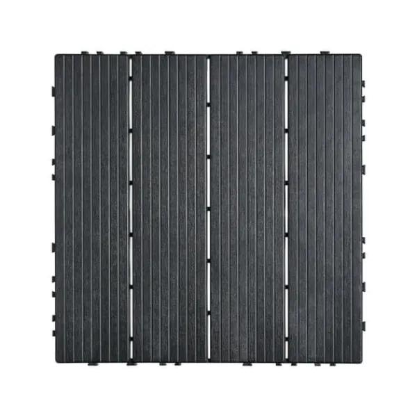 Havedekorationer^Interlocking Deck Fliser 10-Pak, 30x30 cm, Mørkegrå Plast til Terrasse, Holdbar og Vejrbestandig.