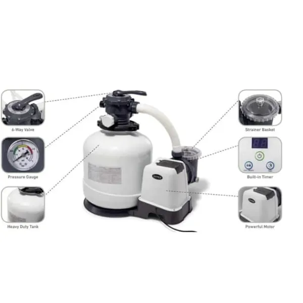Clearance Intex - Sandfilterpumpe 5700 L/u & Filterzand 100 kg &WAYS Scruborstel Pool- & Spatilbehør