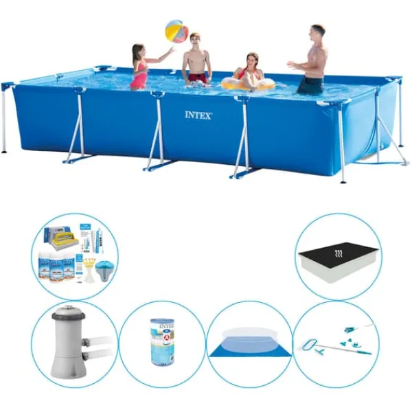 Clearance Intex Frame Pool Rektangulær 450x220x84 cm - Kombineret poolsæt Pooler