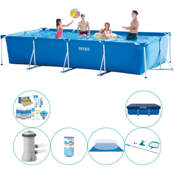 Discount Intex Frame Pool Rektangulær 450x220x84 cm - Pool combo tilbud Pooler