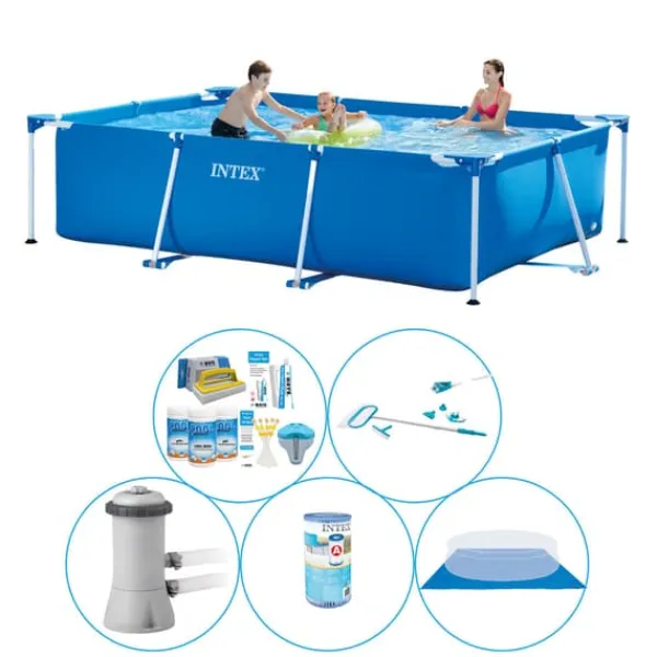 Pooler^Intex Frame Pool Rektangulær 300x200x75 cm - 6 stk - Pool med tilbehør
