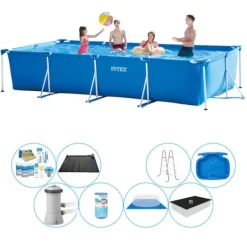 Clearance Intex Frame Pool Rektangulær 450x220x84 cm - Deluxe poolpakke Pooler
