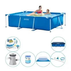 Pooler^Intex Frame Pool Svømmebassin - 220 x 150 x 60 cm - Med tilbehør