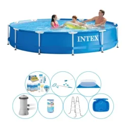 Pooler^Intex Metalramme Rund 366x76 cm - 8 stk - Alt i 1 poolpakke