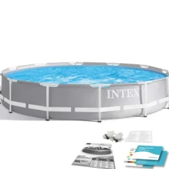 Viking Choice Pooler^Intex overjordisk pool - 366x76cm - filterpumpe & tilbehør - grå