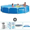 Pooler^Intex Round Frame Swimming Pool - 366 x 76 cm - Blå - Inklusive Tilbehør CB88