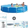 Online Intex Round Frame Swimming Pool - 366 x 76 cm - Blå - Inklusive Tilbehør CB21 Pooler