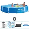 Outlet Intex Round Frame Swimming Pool - 366 x 76 cm - Blå - Inklusive Tilbehør CB91 Pooler