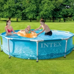 Best Intex Round Frame Swimming Pool - 305 x 76 cm - Vandprint - Inkluderet tilbehør CB70 Pooler