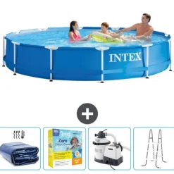 Pooler^Intex Round Frame Swimming Pool - 366 x 76 cm - Blå - Inkluderet tilbehør CB71