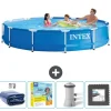 Best Intex Round Frame Swimming Pool - 366 x 76 cm - Blå - Inkluderet tilbehør CB10 Pooler