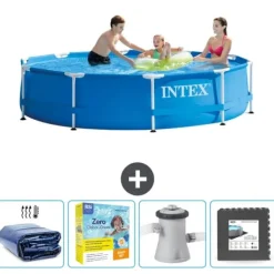 Pooler^Intex Round Frame Swimming Pool - 305 x 76 cm - Blå - Inkluderet tilbehør CB10