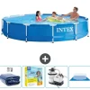Hot Intex Round Frame Swimming Pool - 366 x 76 cm - Blå - Inkluderet tilbehør CB66 Pooler