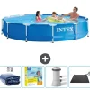 Discount Intex Round Frame Swimming Pool - 366 x 76 cm - Blå - Inkluderet tilbehør CB11 Pooler