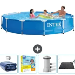 Discount Intex Round Frame Swimming Pool - 366 x 76 cm - Blå - Inkluderet tilbehør CB11 Pooler