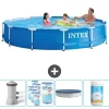 Hot Intex Round Frame Swimming Pool - 366 x 76 cm - Blå - Inklusive Tilbehør CB87 Pooler