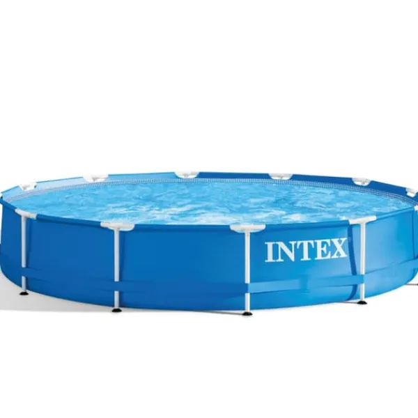 Hot Intex Round Frame Swimming Pool - 366 x 76 cm - Blå - Inklusive Tilbehør CB87 Pooler
