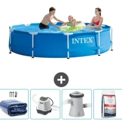 Pooler^Intex Round Frame Swimming Pool - 305 x 76 cm - Blå - Inkluderet tilbehør CB54